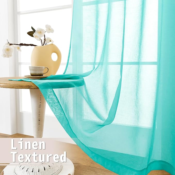 Tollpiz Sheer Door Curtain Closet Linen Textured Curtain Sheers Doorway Light - Image 4