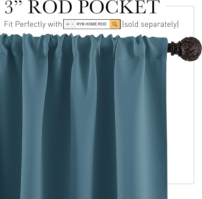 RYB HOME Blue Blackout Curtains - Image 2