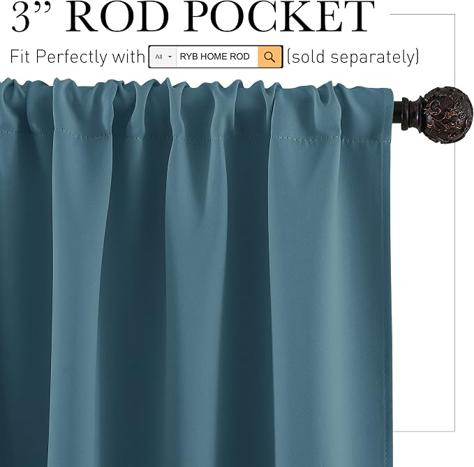 RYB HOME Small Curtains Blackout - Image 2