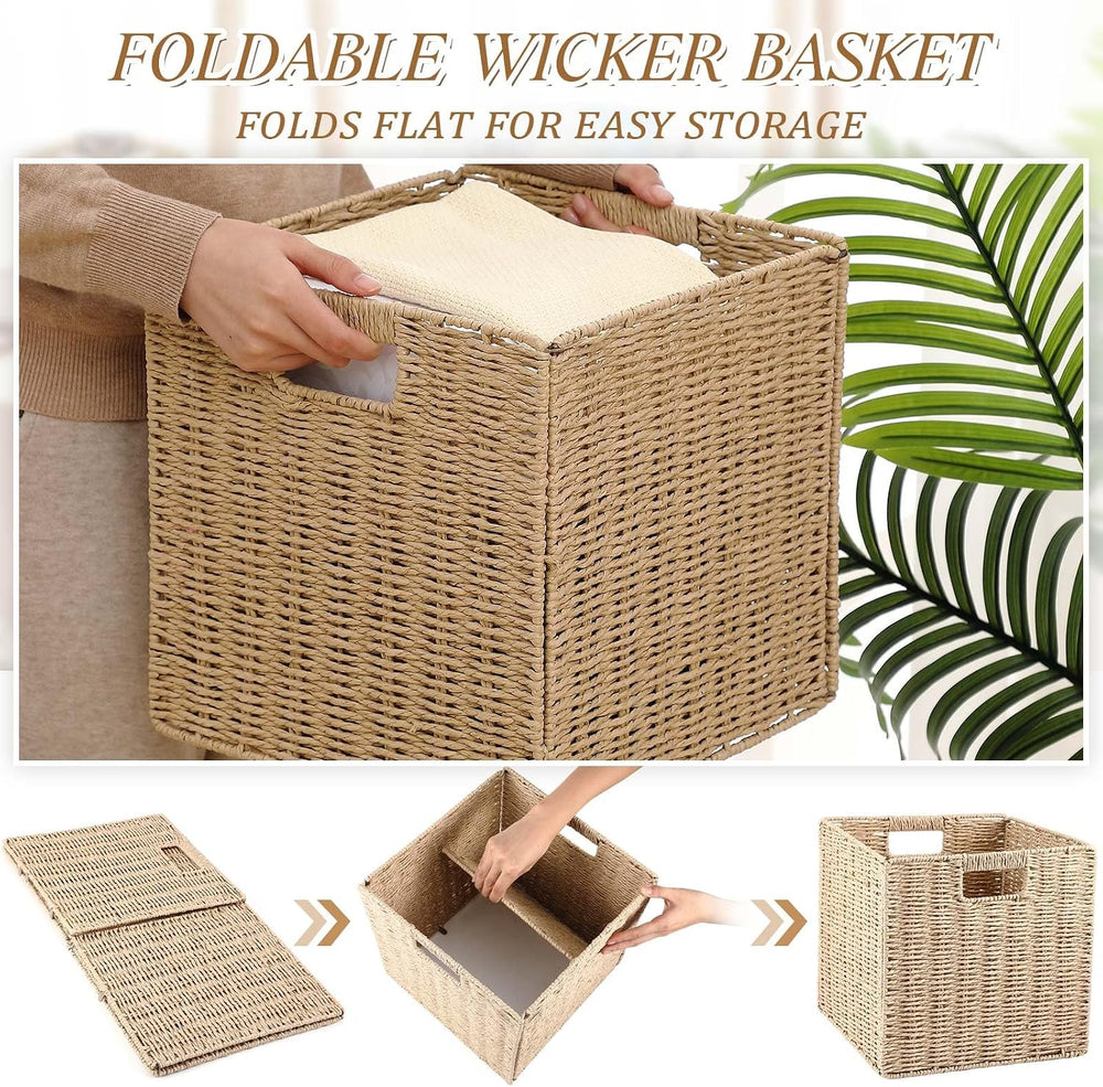 Vesici 12 Pcs Wicker Baskets for Organizing Wicker Storage Cube Storage Beige...