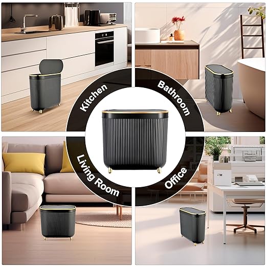 Bathroom Trash Can with Lid 3.1 Gallon Narrow Trash Can Small Plastic Trash Bin - Image 5