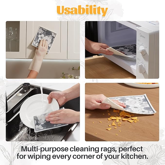 JOYMOOP 12 Pack Decorate Cleaning Cloth, Reusable Absorbent Dish Towels - Image 6