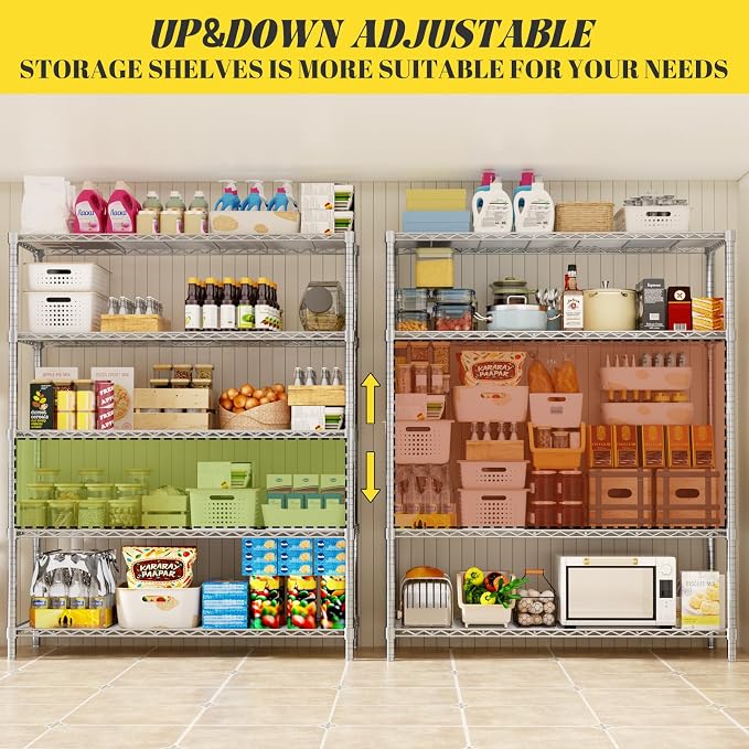 Storage Shelves, 5-Tier Adjustable Metal Industrial Utility Shelf Rack - Image 8