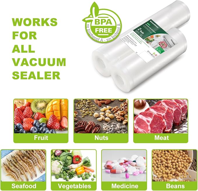 Bonsenkitchen Vacuum Food Sealer Rolls Bags, Durable Customized Size Food Vac - Image 4