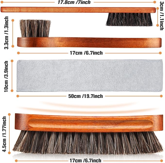 4 Pcs Horsehair Shine Shoes Brush Kit Polish Dauber Applicators Cleaning - Image 3