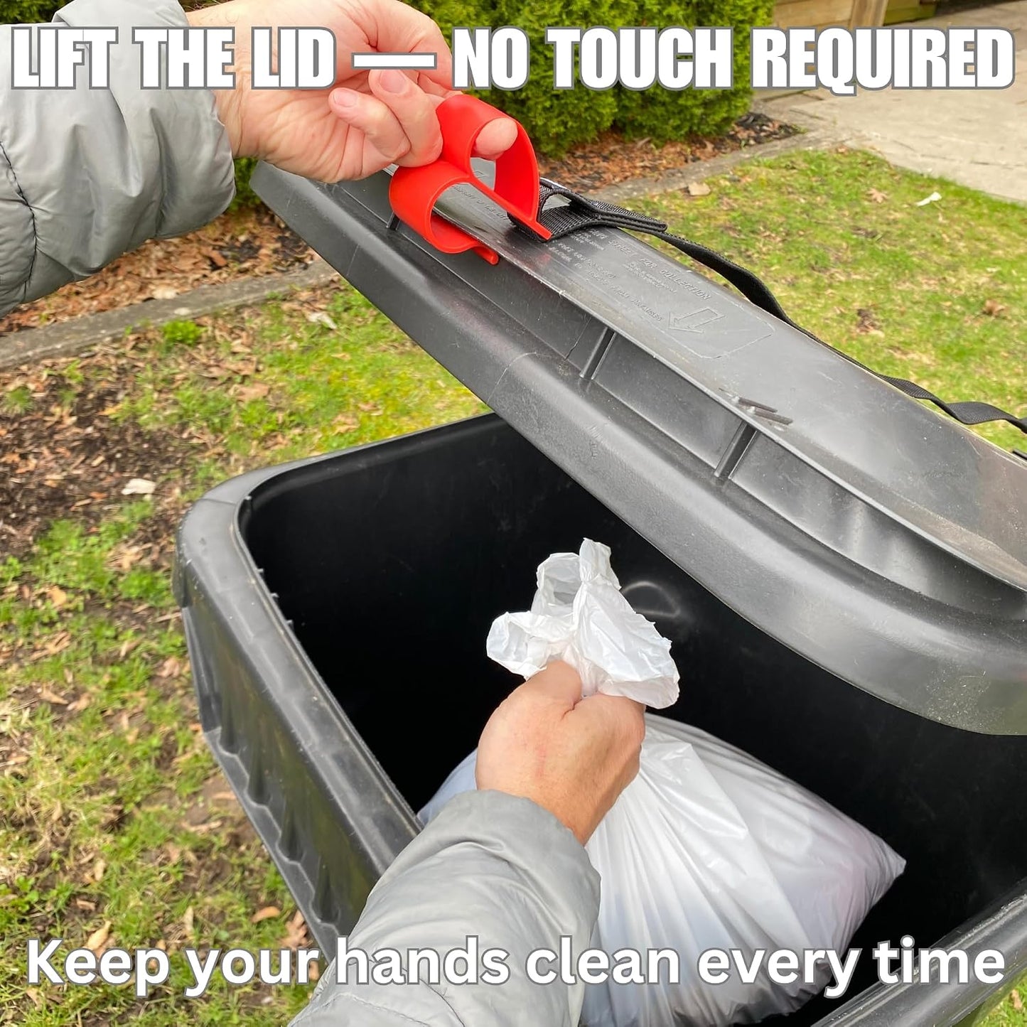 MAX Heavy Duty Trash Can Lock – Raccoon Proof Garbage Bin Lid Lock, Animal Resistant, Extreme Weather Polycarbonate, One-Hand Easy Use, No Drill Strap – Lock ONLY (Bin Not Included)