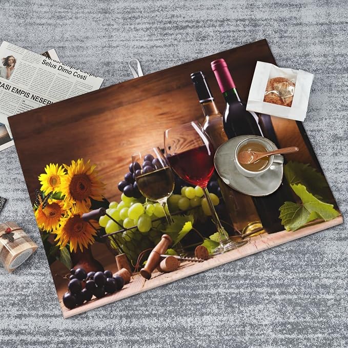 Red Wine Grape Vintage Wooden sunflower Microfiber Absorbent Reversible Dish - Image 8