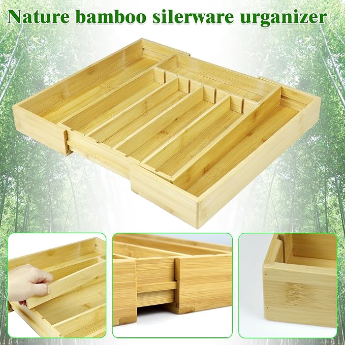 Kitchen Bamboo Silverware Drawer Organizer - Image 5