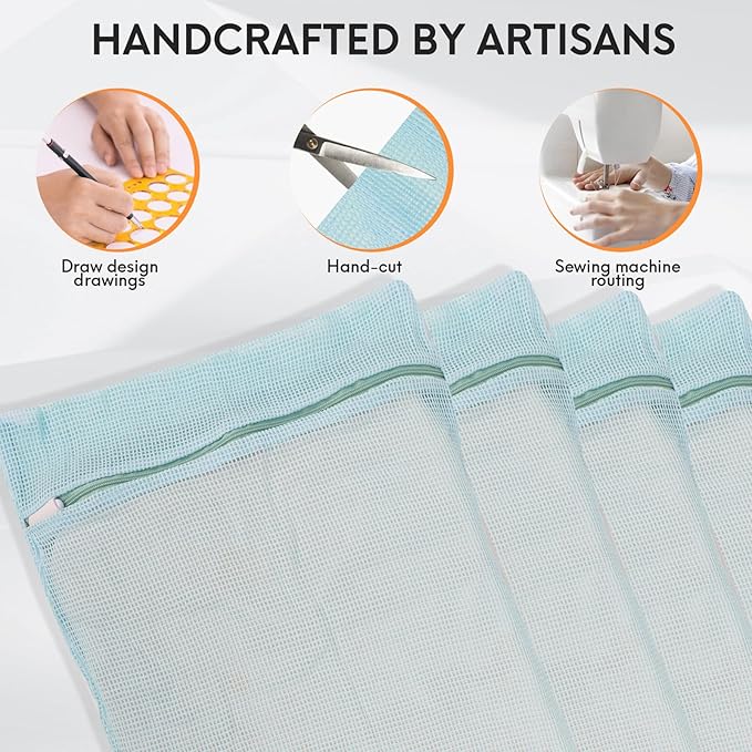 4-Piece Blue Medium Durable Organic Cotton Mesh Laundry Bags - Image 3