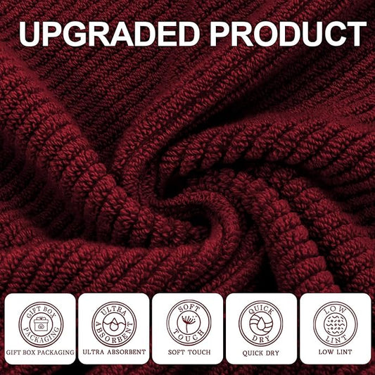 VOOVA & MOVAS Red Washcloths, Bath Hand Towels Set - Image 2