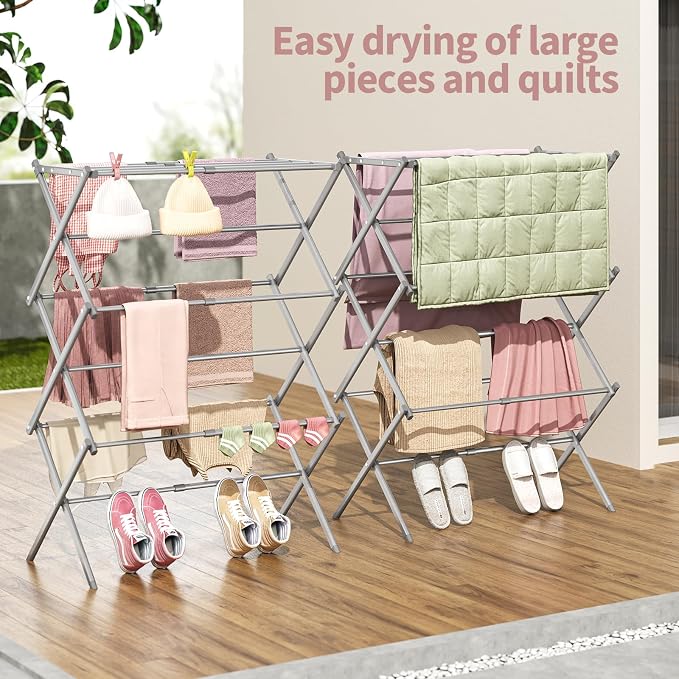 APEXCHASER Clothes Drying Rack, 3-Tier Laundry Drying Rack - Image 5