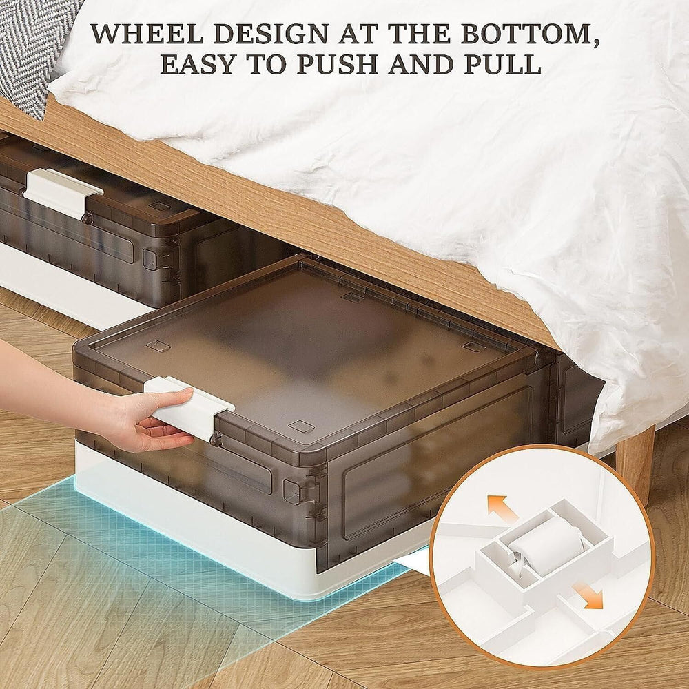Under Bed Storage Containers, Stackable Under Bed Rolling Storage Plastic Con...