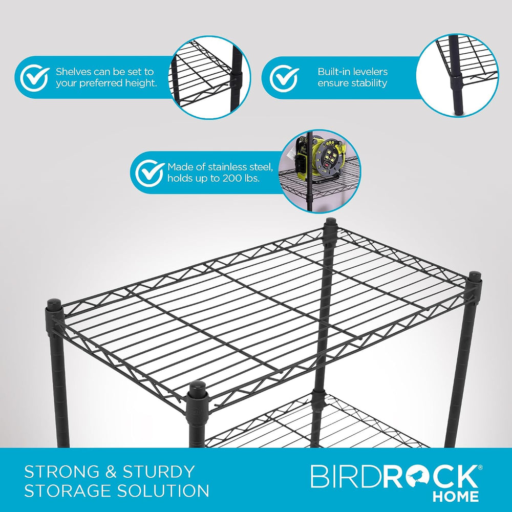 Internet's Best 4-Tier Wire Shelving | Flat Black | Heavy Duty Shelf | Wi...
