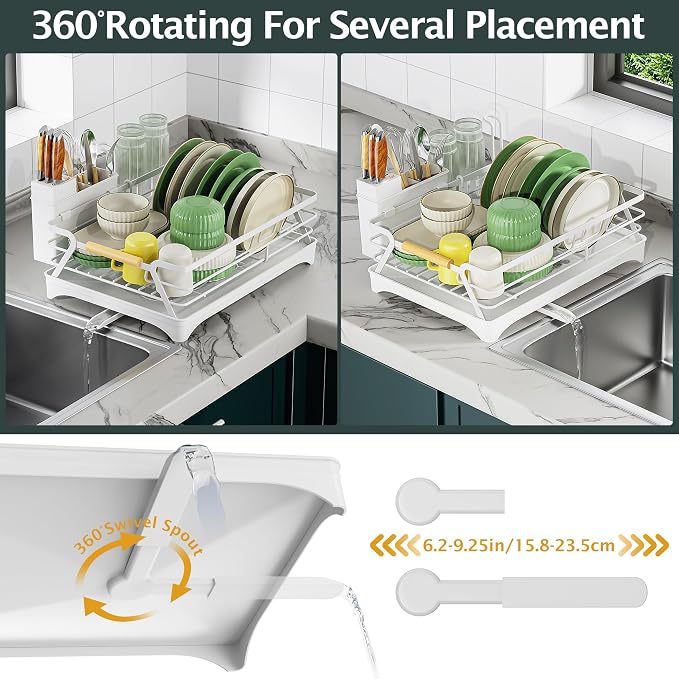 Epicano Dish Drying Rack for Kitchen Counter, Space-Saving Dish Rack, Rustproof - Image 6