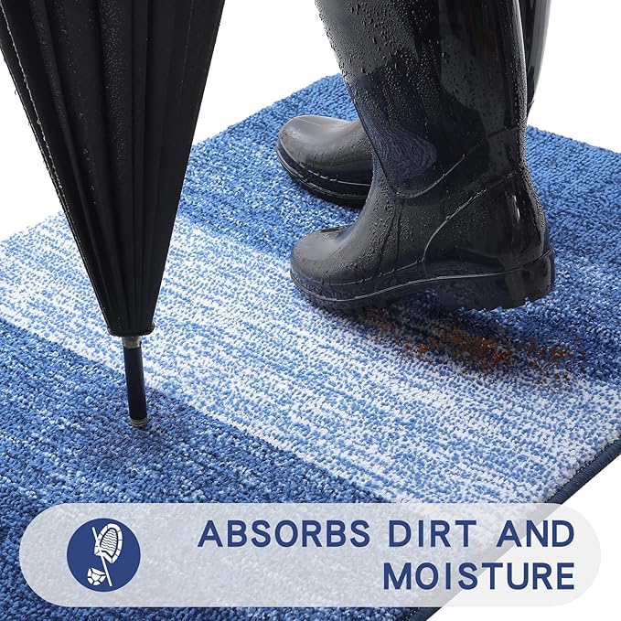 Kitinjoy Indoor Outdoor Door Mat, 36x24 Non-Slip Absorbent Dirt Trapper - Image 2