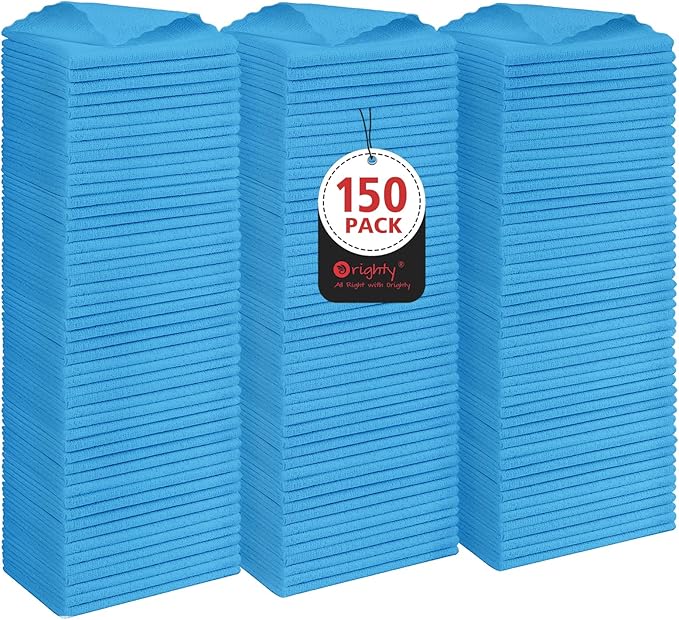 Orighty Cleaning Cloths Bulk, 150 Pack Shop Rags Reusable, Microfiber Cleaning by AllRightinOrighty