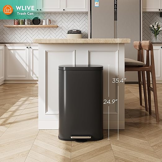 WLIVE 13 Gallon Stainless Steel Trash Can - Image 2