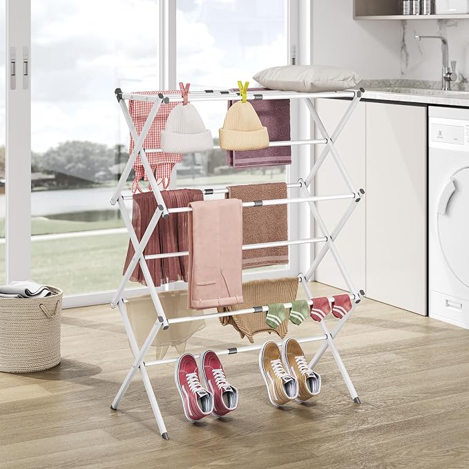 APEXCHASER Clothes Drying Rack, 3-Tier Laundry Drying Rack