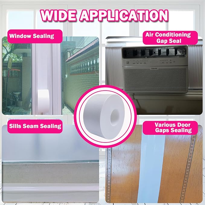 White Window Weather Sealing Tape 2Inch X 65Ft, Window AC Seal Air Conditioner - Image 5