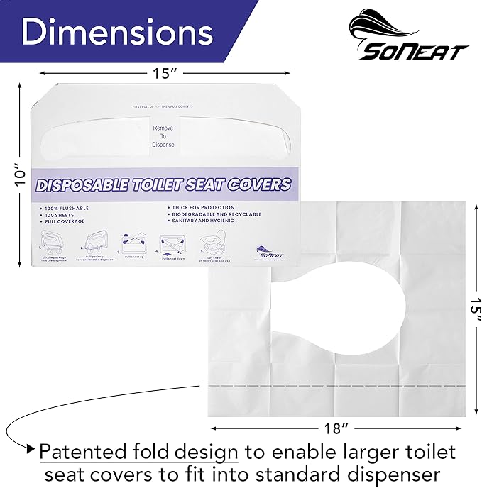 Disposable Toilet Seat Covers XL Half Fold Flushable – 200 Sheets 2 Pack - Image 3