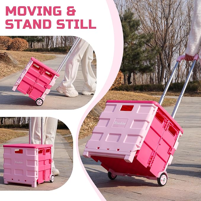 Foldable Rolling Cart on Noiseless Wheels: Portable Utility Cart - Image 2