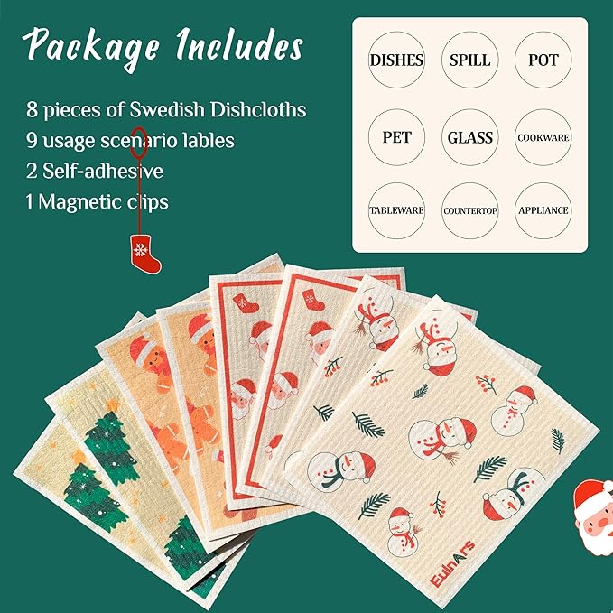 Reusable Paper Towels, Christmas Swedish Dishcloths - Image 5