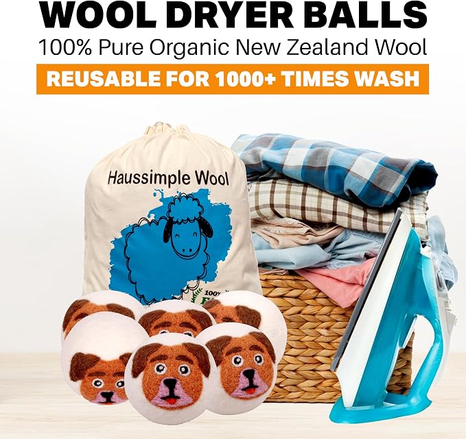 Wool Dryer Balls Organic Felt 6 Pack Laundry Fabric Softener, Extra Large - Image 4