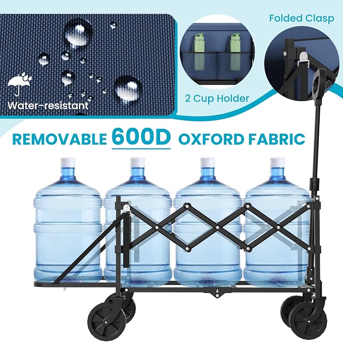 Collapsible Folding Wagon with Tailgate, Wagons Carts Foldable with 350lbs - Image 6