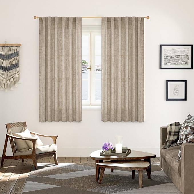YoungsTex Dark Oatmeal Curtains 63 Inches Long - Image 2