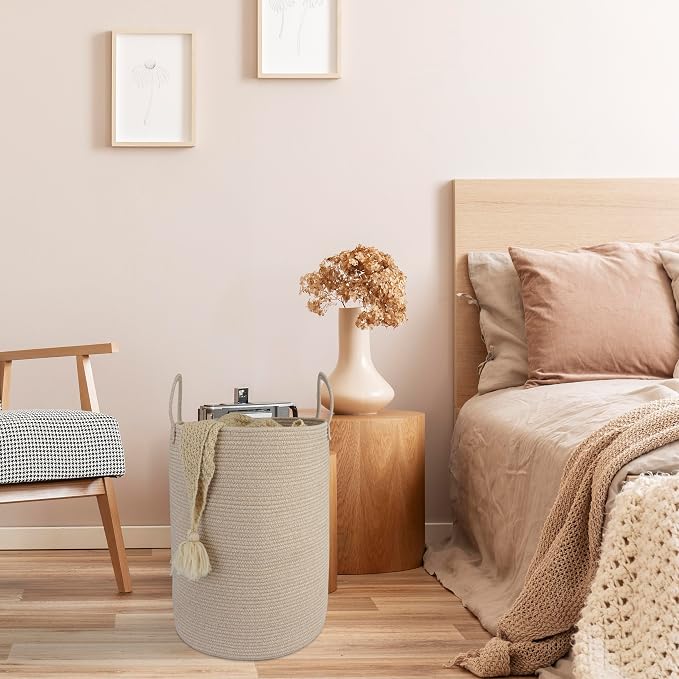 Cotton Rope Laundry Basket Hamper - Image 5
