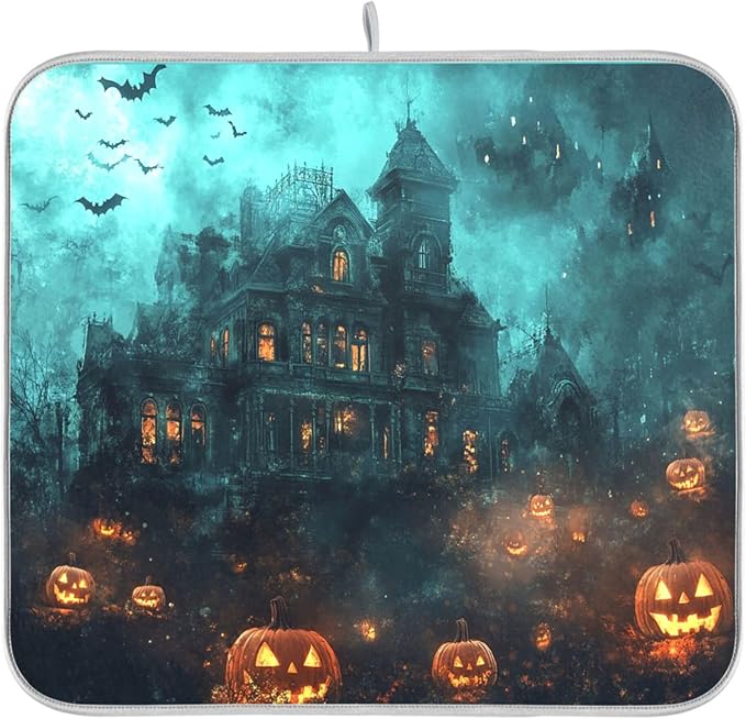 Halloween Castle Dish Drying Mat by Wamika