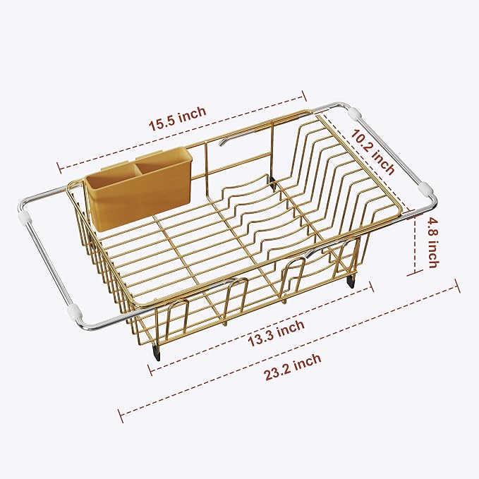 JASIWAY Sink Dish Drying Rack, Expandable Stainless Steel Dish Rack Over Sink - Image 7