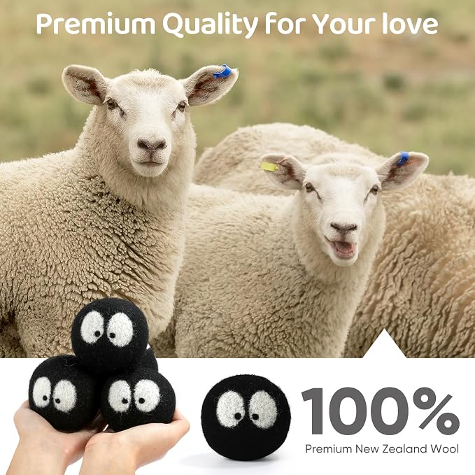 Wool Dryer Balls 6 Pack, Natural Fabric Softener, Dryer Balls Laundry Reusable - Image 3