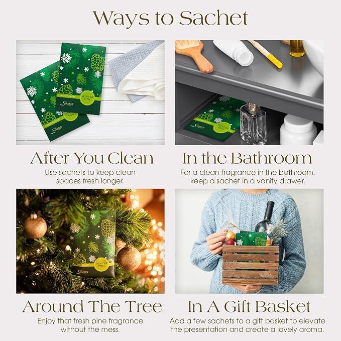 Simplicity Scents Winter Pine Scented Sachets Pack of 6, Fall & Winter - Image 5