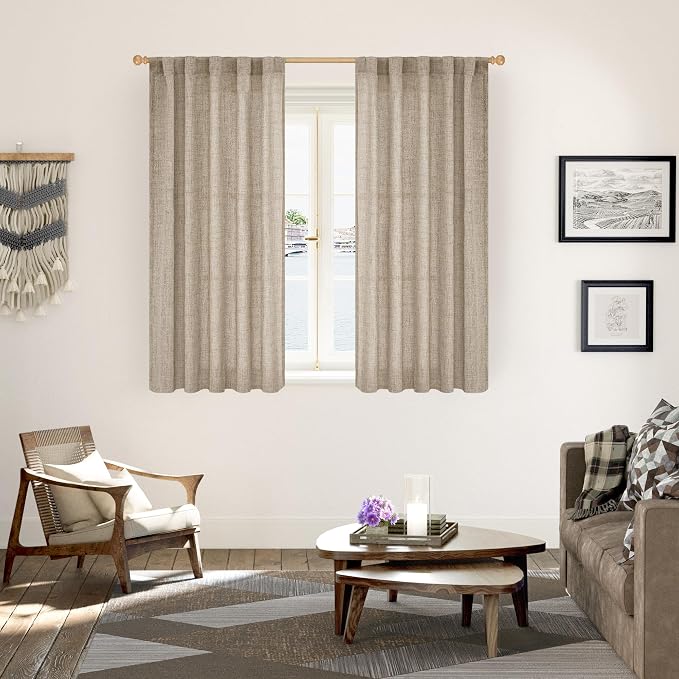 YoungsTex Dark Oatmeal Linen Curtains 48 Inch Length - Image 2
