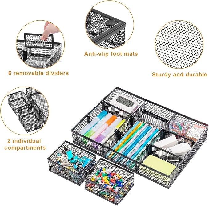 Marbrasse 3 Pack Desk Drawer Organizers - Image 3