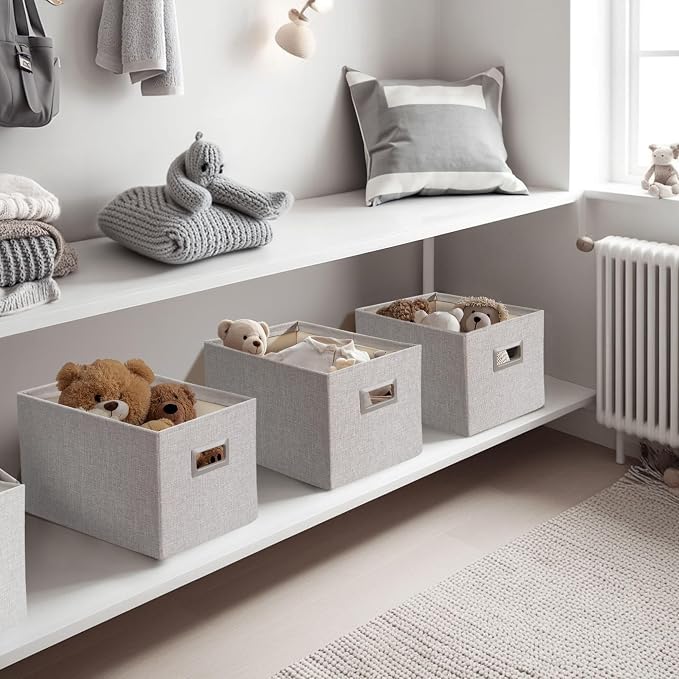 DECOMOMO Storage Bins for Shelves Robust Fabric Closet Bins for Shelves Toy - Image 2