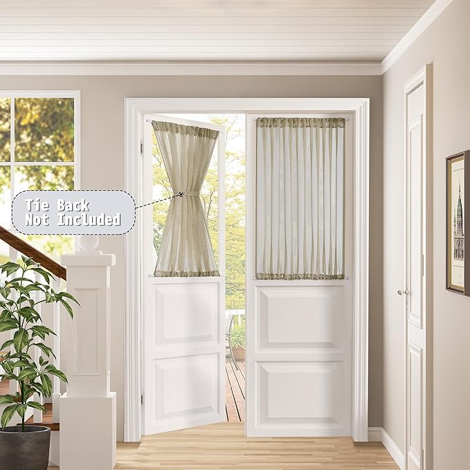 Tollpiz Sheer Door Curtains Closet Linen Textured Curtain Sheers Doorway Light - Image 2