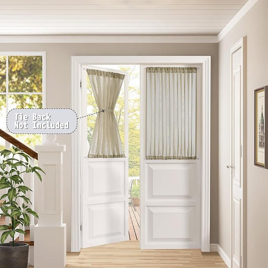 Tollpiz Small Sheer Door Curtain Closet Linen Textured Curtain Sheers Doorway - Image 2
