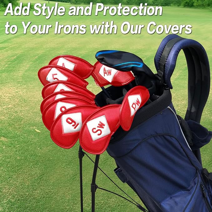FINGER TEN Premium Synthetic Leather Stylish Iron & Wedge Golf Head Covers - Image 7