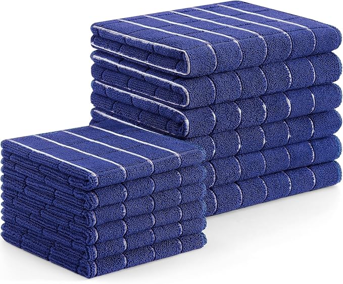 Homaxy Microfiber Kitchen Towels and Dishcloths Set, 12 Pack Soft and Absorbent by Homaxy
