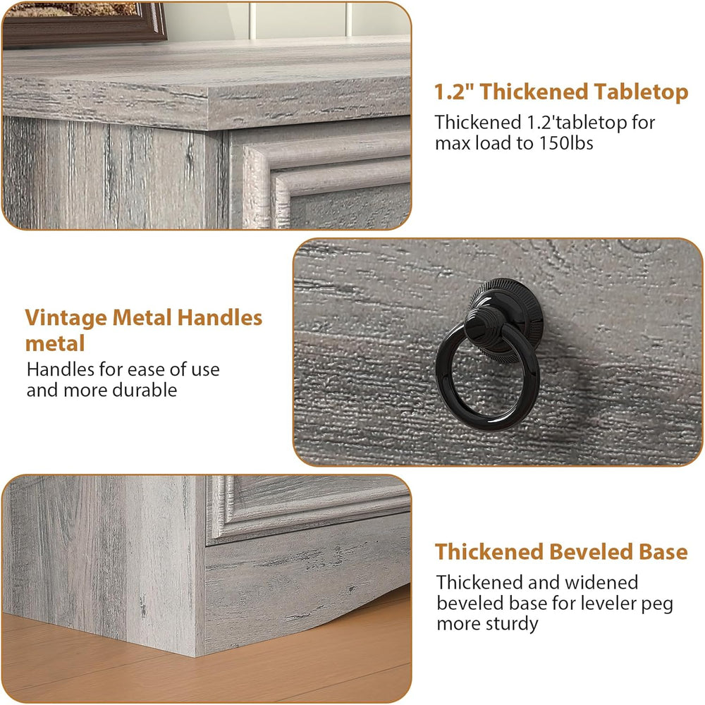 VVFLU Grey 8 Drawer Dresser for Bedroom, Wood Chest of Drawers, Large Storage...