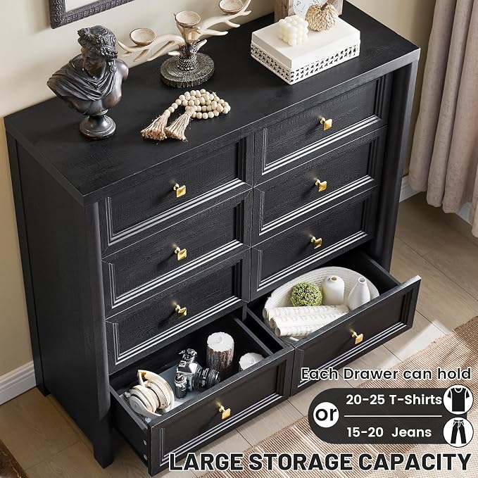 Farmhouse Dresser for Bedroom, Soide Rustic Wood Vintage Dressers Chest of - Image 4