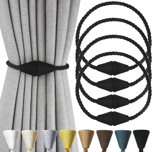 4 Pack Magnetic Curtain Tiebacks Rope Modern Handmade Curtain Tie Backs by CurtianTiebacks