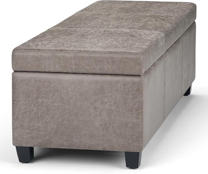 SIMPLIHOME Avalon 48 inch Wide Contemporary Rectangle Storage Ottoman Bench in - Image 11