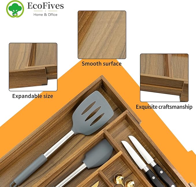 Luxury Acacia Kitchen Drawer Organizer - Image 6