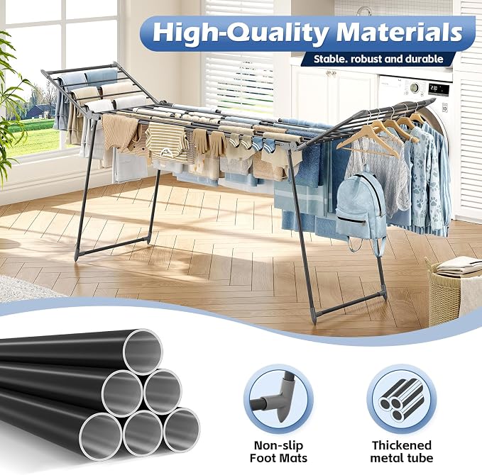 APEXCHASER Clothes Drying Rack Foldable, Large Drying Rack Clothing Retractable - Image 6