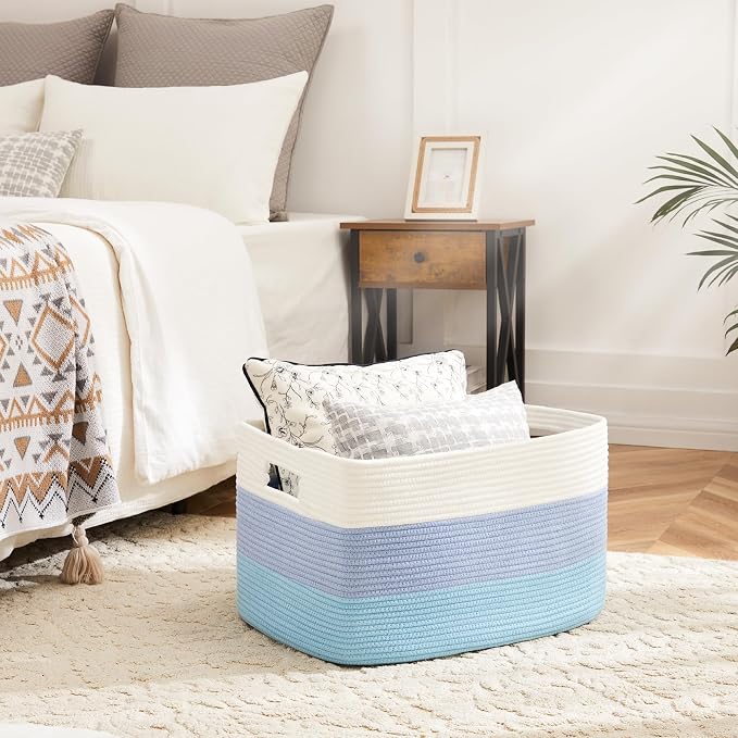 Blanket Basket, Rectangle Woven Baskets - Image 2