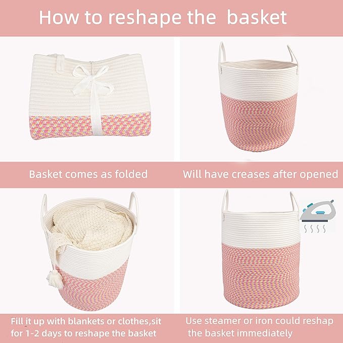 Cotton Rope Laundry Basket Hamper - Image 6