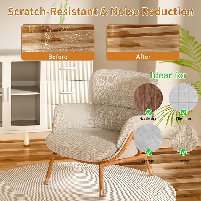 24 PCS Silicone Chair Leg Floor Protectors Small Rubber Felt Furniture Pads - Image 3